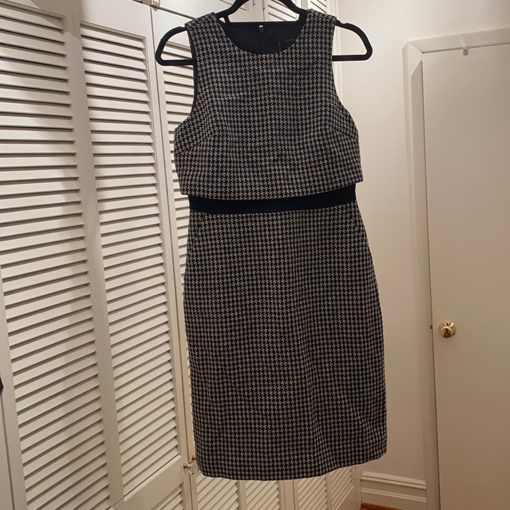 J.Crew black and white houndstooth sl pencil dress size 4 NWT